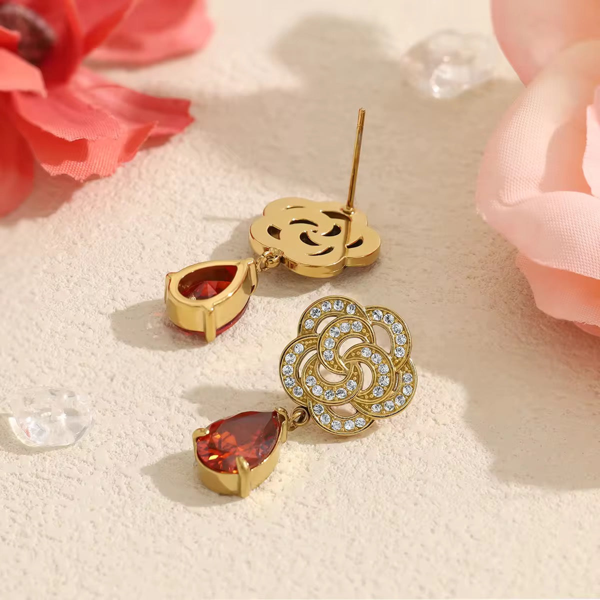 Rust Floral Studs