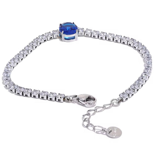 Sapphire Silver Fery Zircon Bracelet
