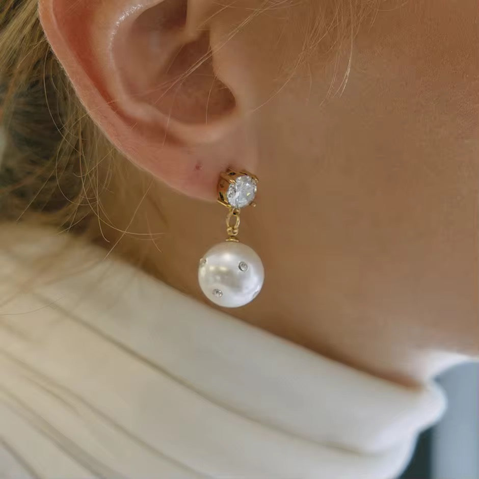 Pearl Rhinestone Earrings