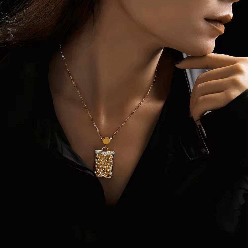 Plaid Zirconia Necklace