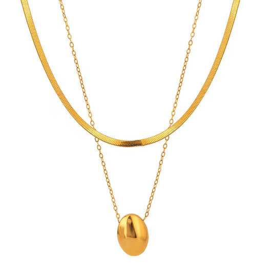 Oval Double Layer Necklace