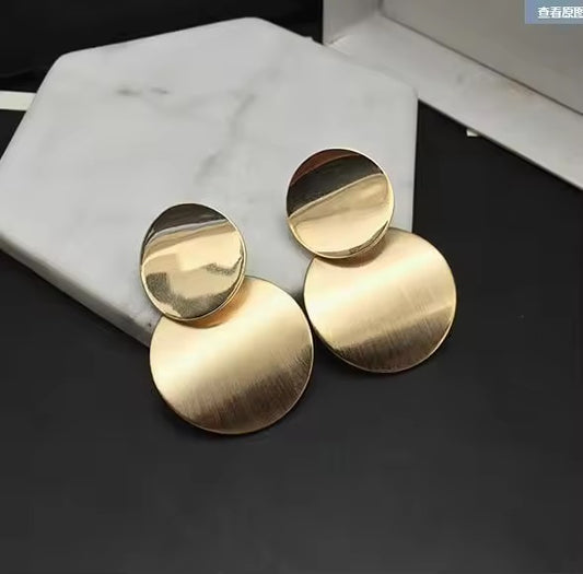 Double Plain Disc Earrings