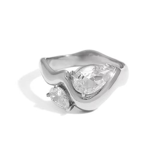 Silver Double Tear Ring
