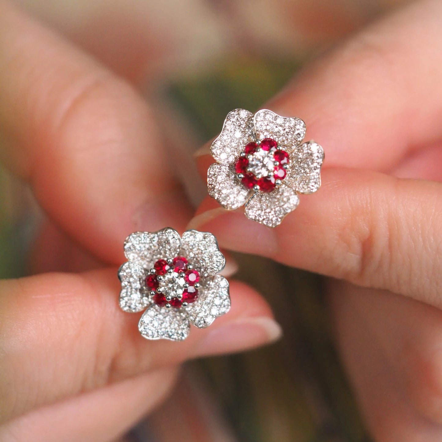 Pinkish Red Mona Studs