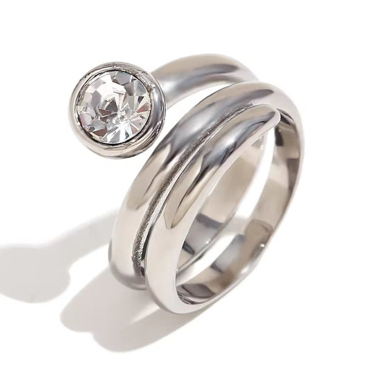 Silver Loopy Diamond Ring