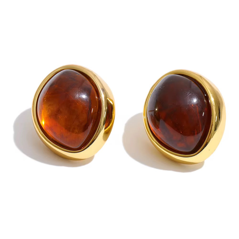Amber Pear Shape Studs