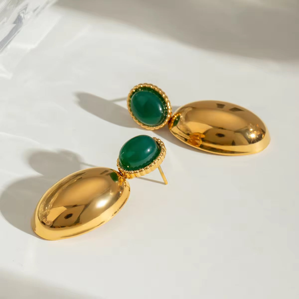 Emerald Oval Earrings