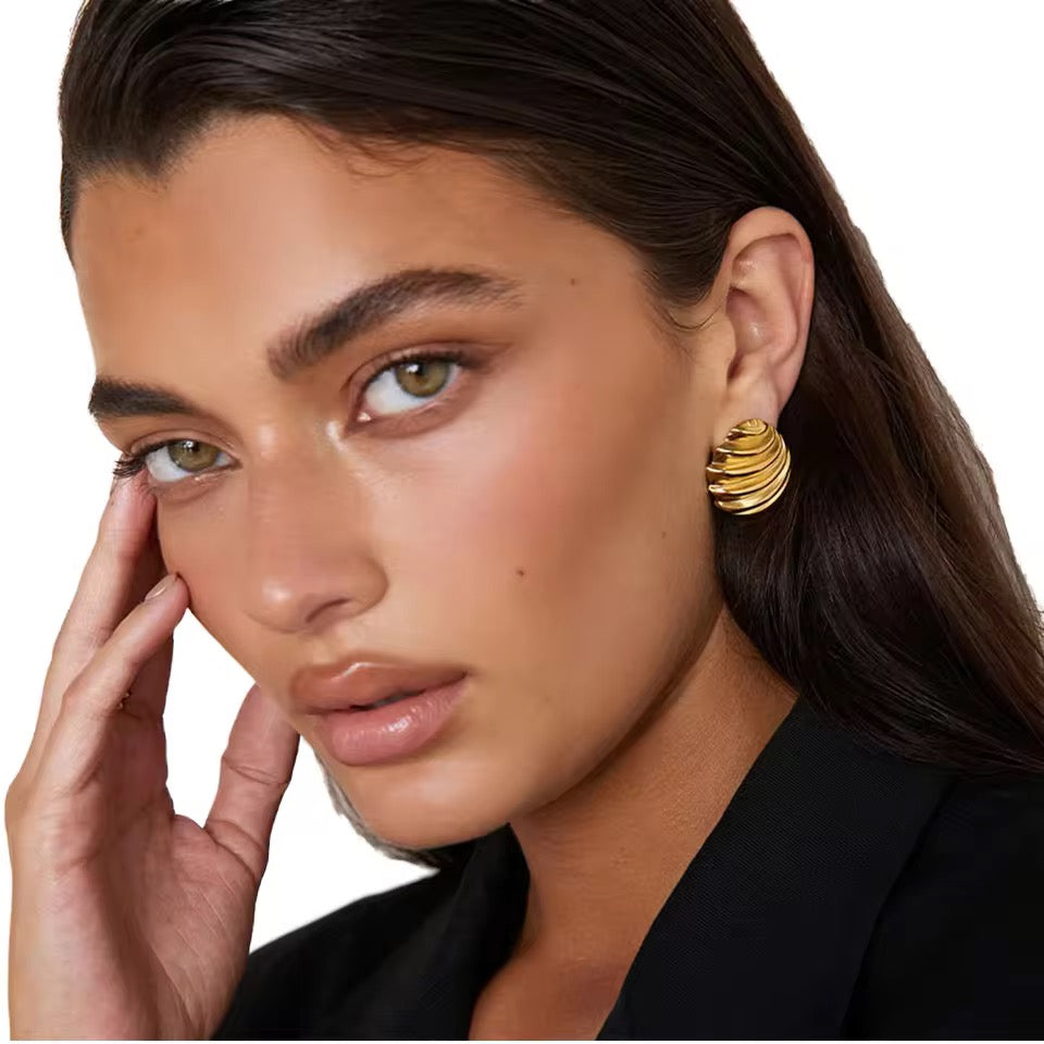 Oblique Gold Studs