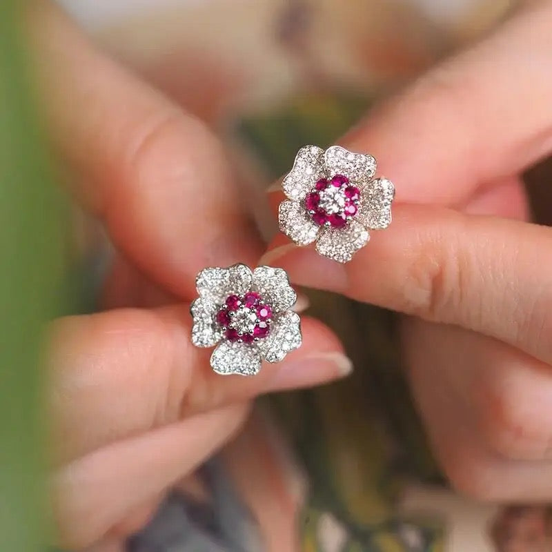 Pinkish Red Mona Studs