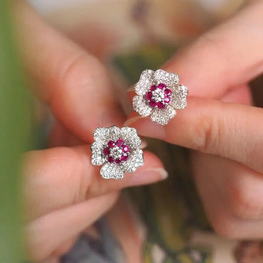 Pinkish Red Mona Studs