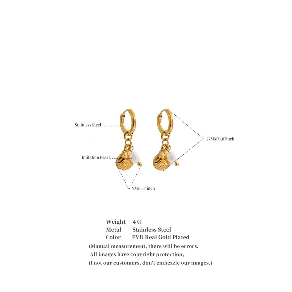 Dainty Pearl Shell Hoops