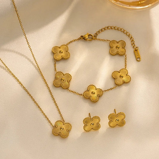 Gold Multiple Clover Zara Set