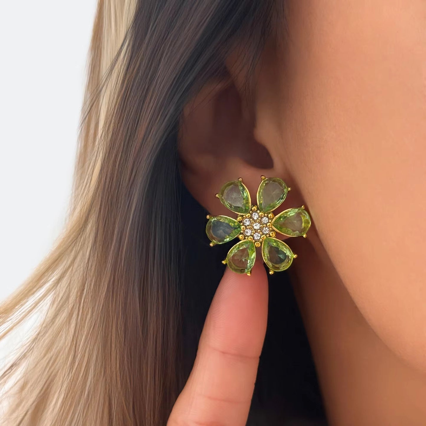 Matcha Floral Studs
