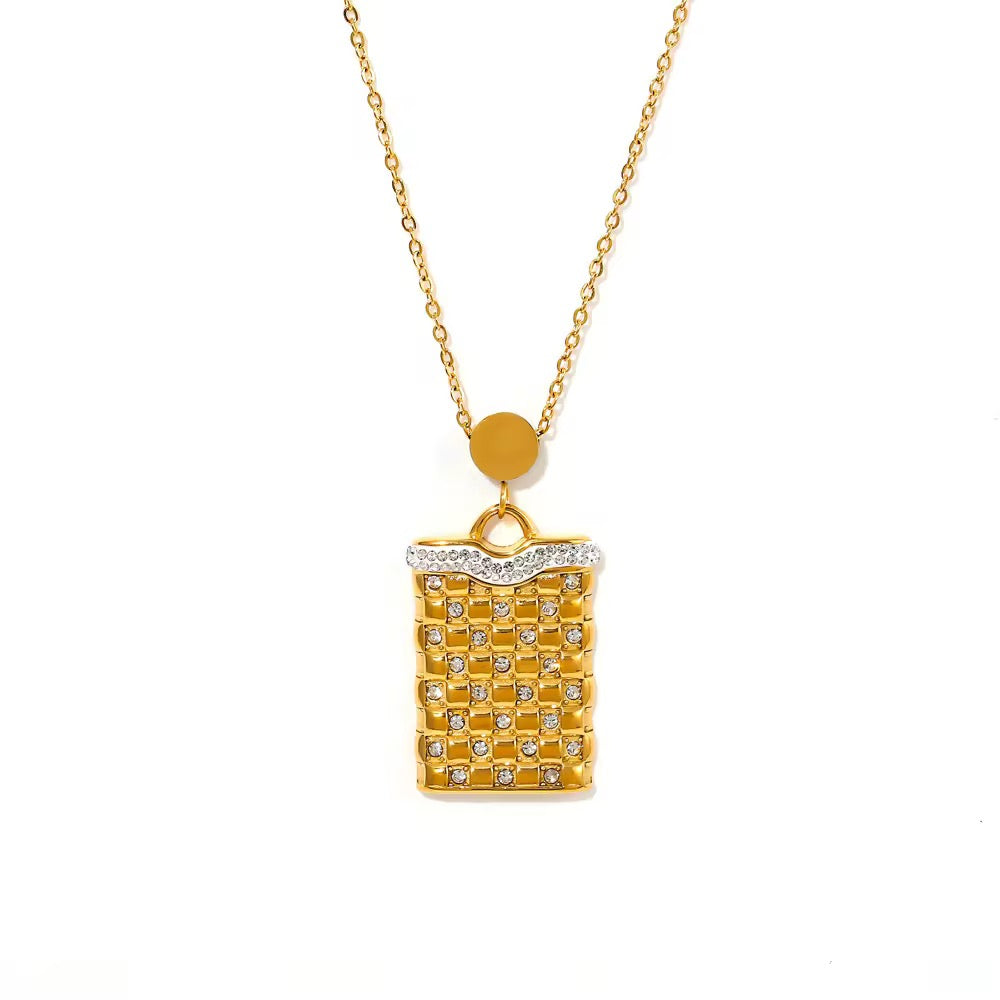 Plaid Zirconia Necklace