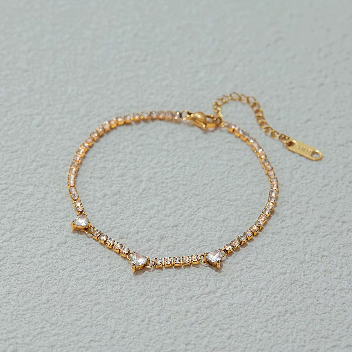 Tri Heart Zirconia Bracelet