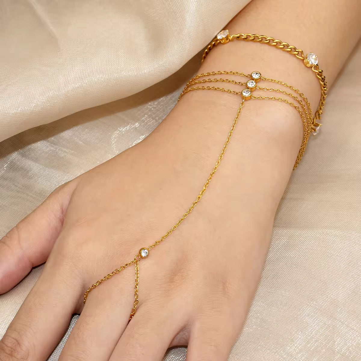 Trizircon HandChain Bracelet