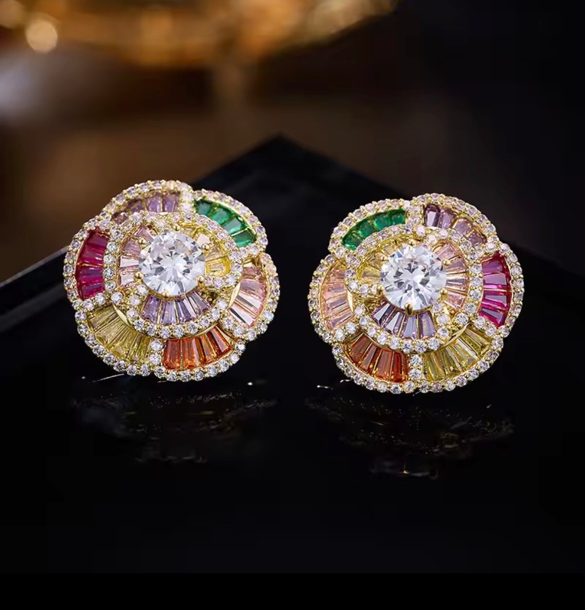 Rainbow Petunia Luxe Studs