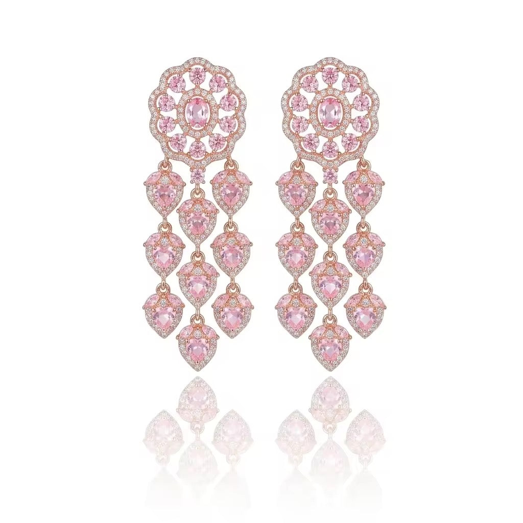 Peachy Pink Chandelier Luxe Earrings