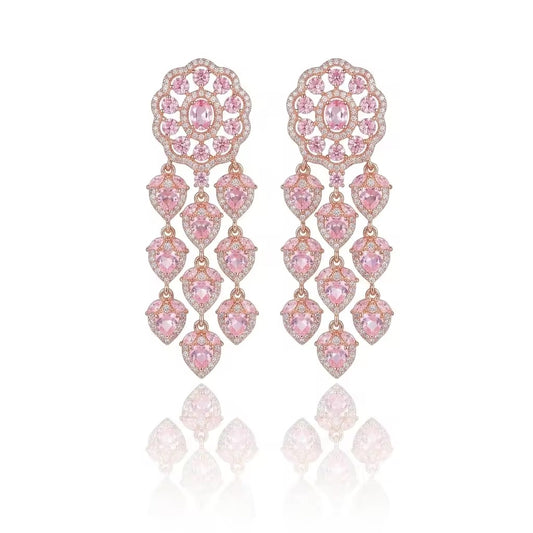 Peachy Pink Chandelier Luxe Earrings