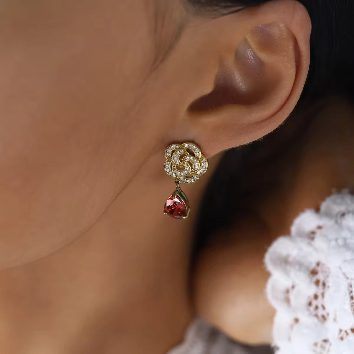 Rust Floral Studs