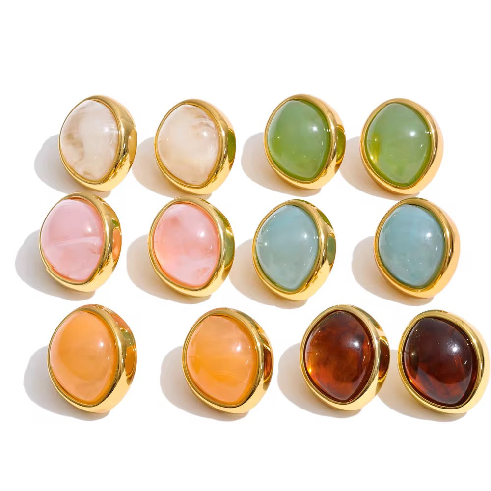 Amber Pear Shape Studs