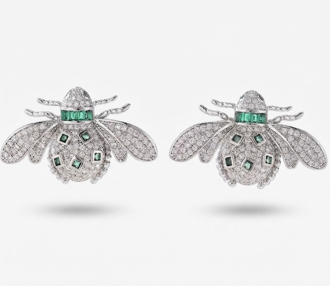 Emerald Bee Luxe Studs