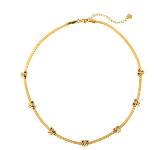 Mini Zircon Bow Snake Choker Necklace