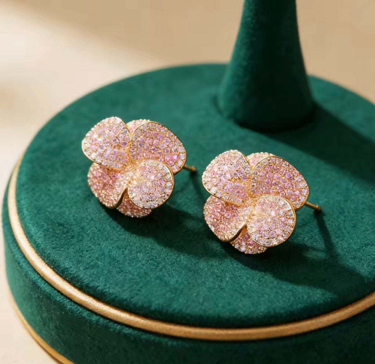 Pink Florette Studs