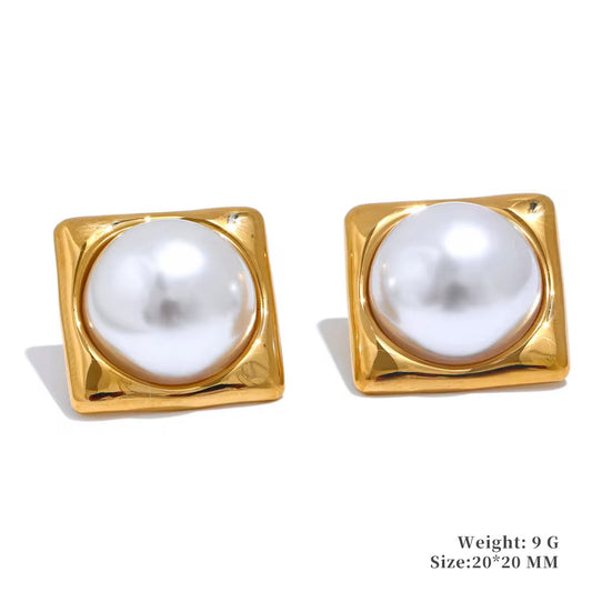 Pearl Ensquare Studs