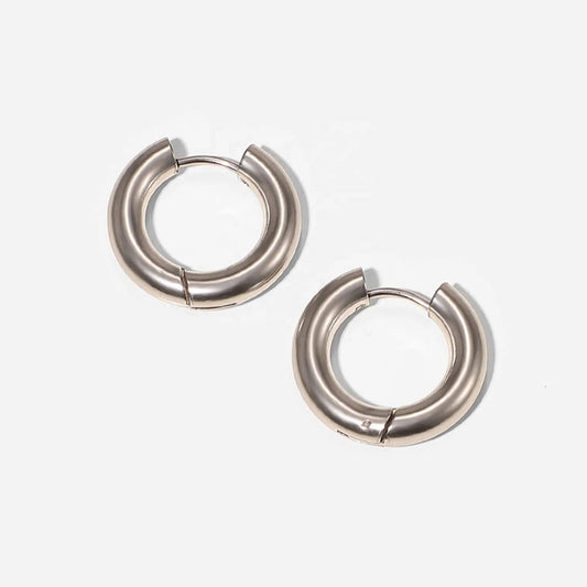 Silver Round Hoops