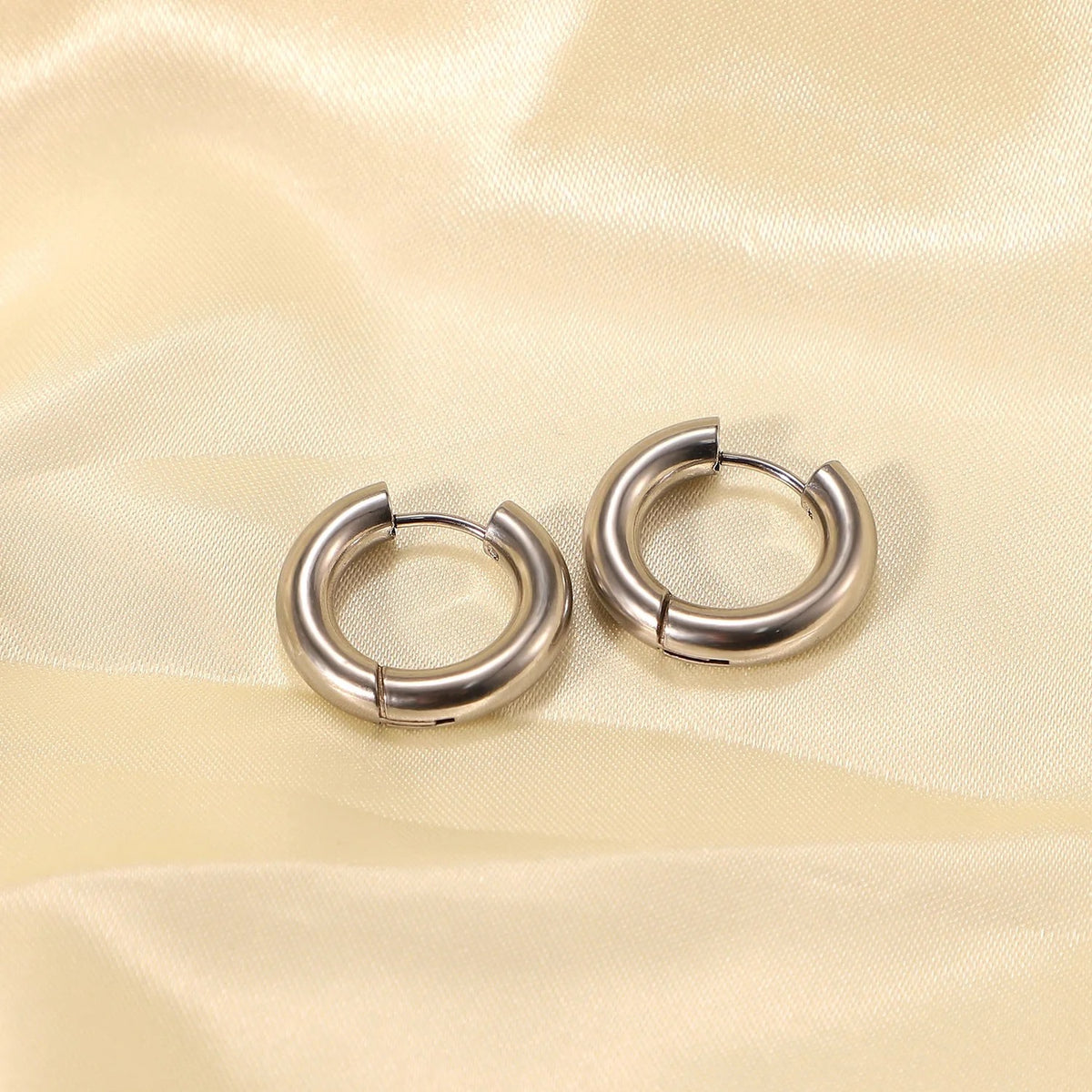 Silver Round Hoops