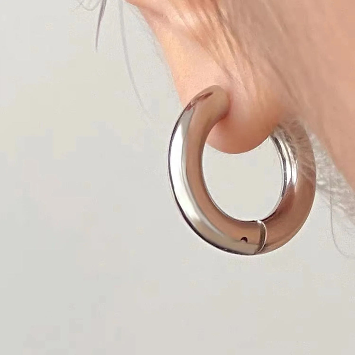 Silver Round Hoops