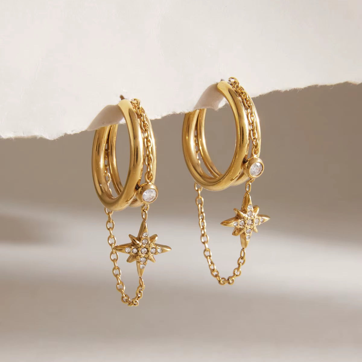 Starry Dangling Hoops