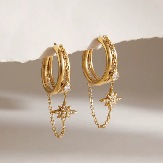 Starry Dangling Hoops