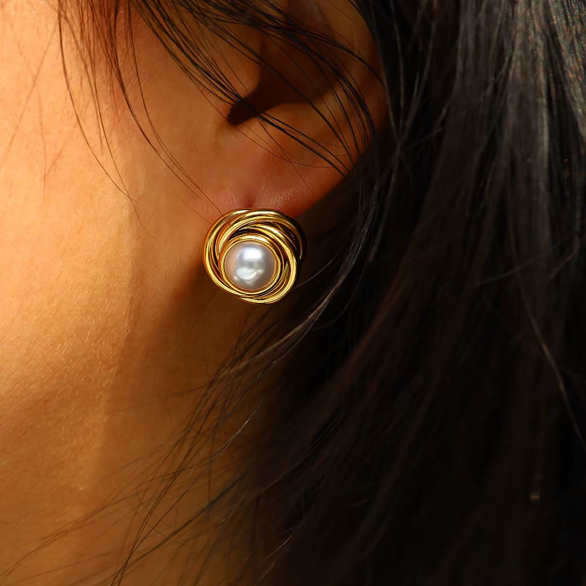 Swirled Pearl Studs