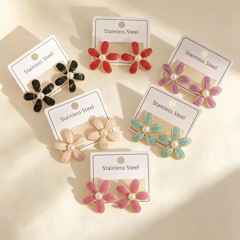 Enamel Daisy Studs