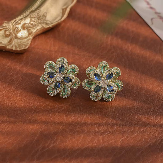 Blue Flower Luxe  Earrings