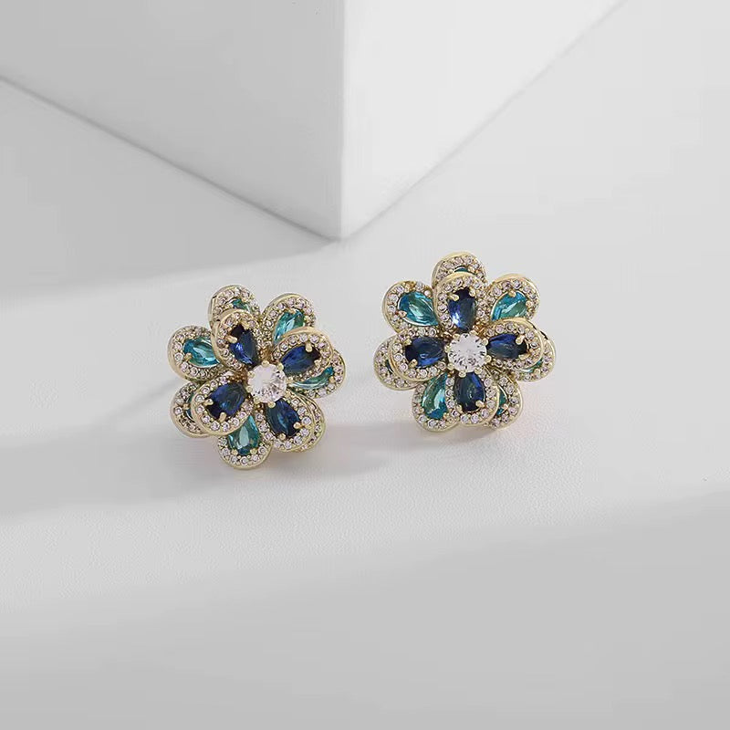 Blue Flower Luxe  Earrings