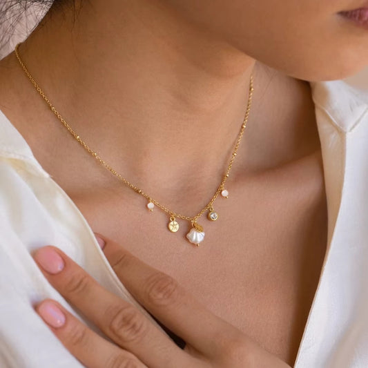 White Shell Charms Necklace
