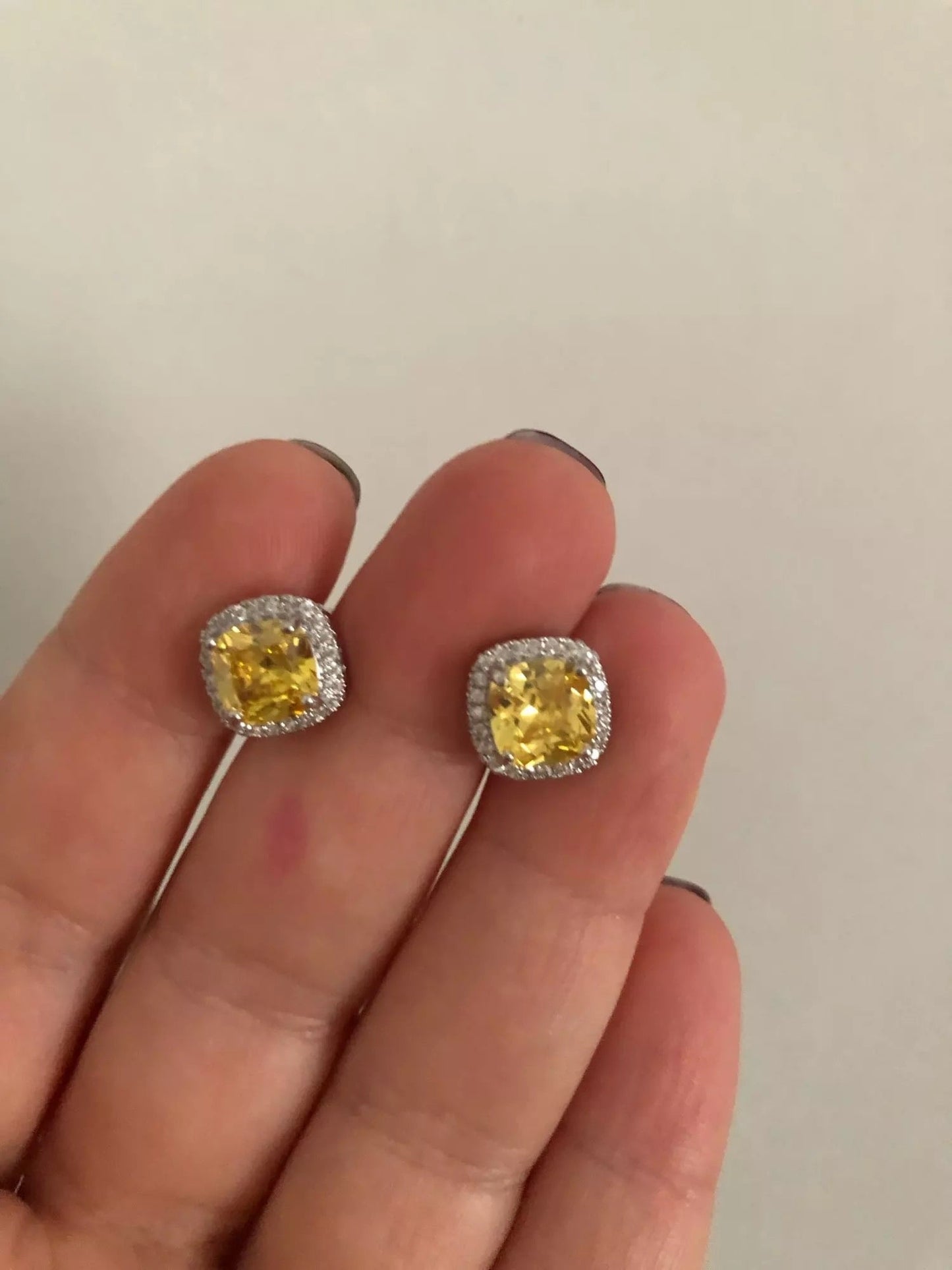 Yellow Cushion Studs