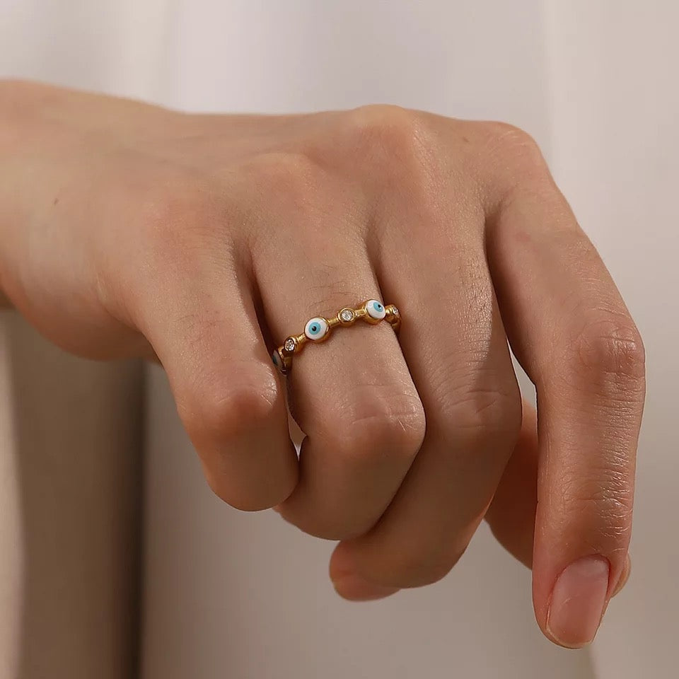 Tiny Evil Eye Ring (Adjustable size)