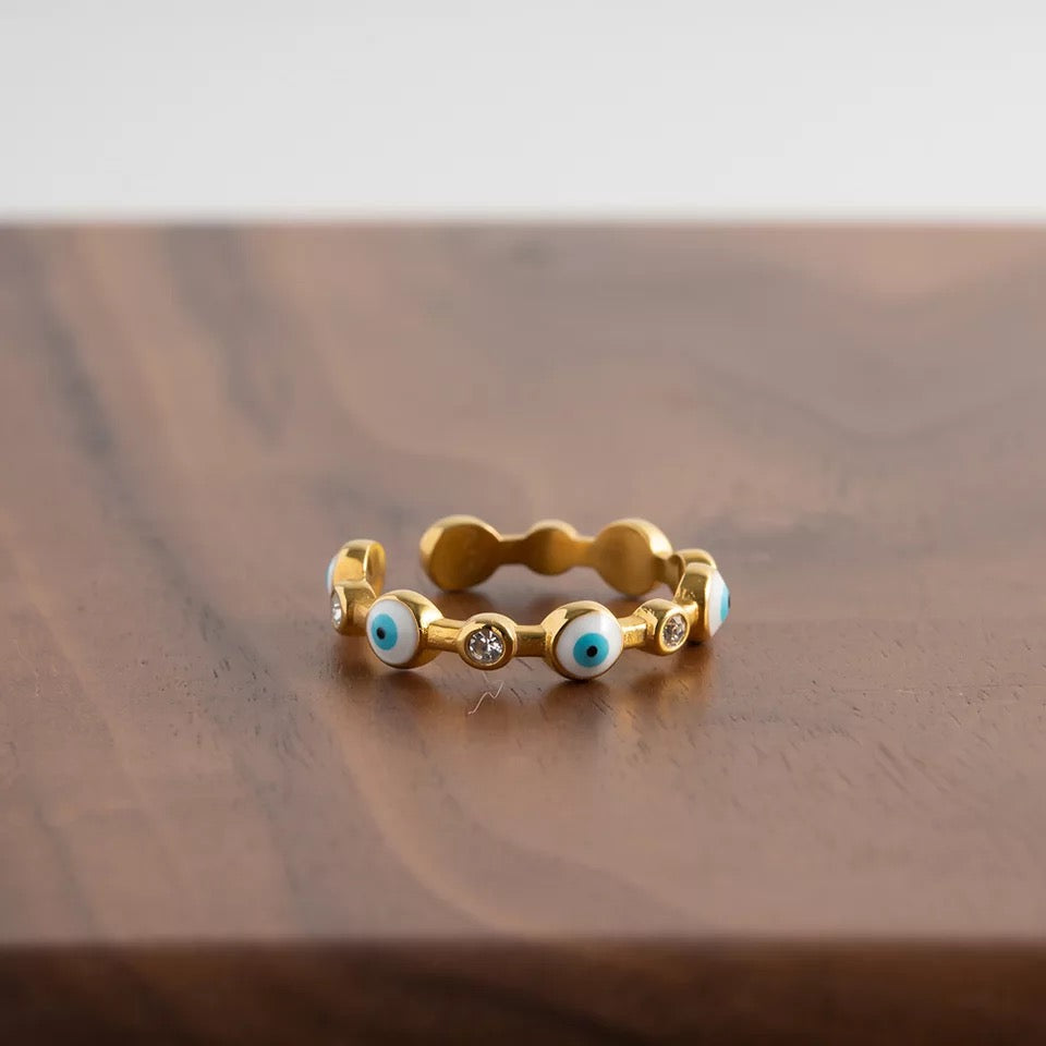 Tiny Evil Eye Ring (Adjustable size)