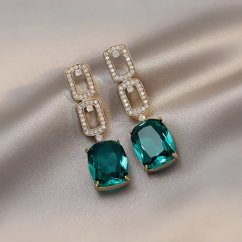 Emerald Zircon drop earrings