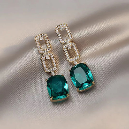 Emerald Zircon drop earrings