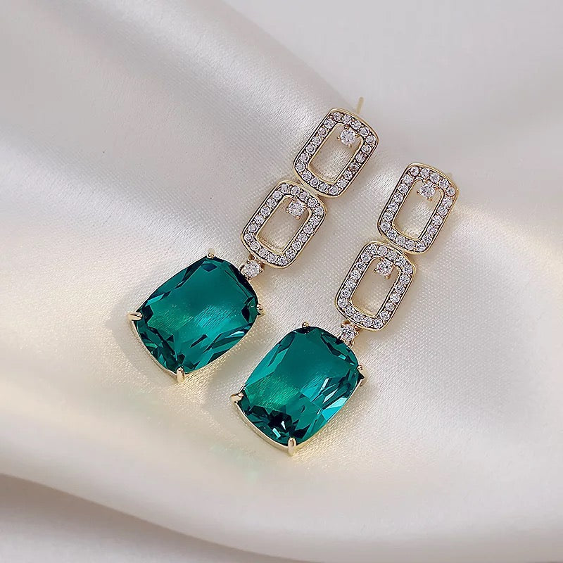 Emerald Zircon drop earrings
