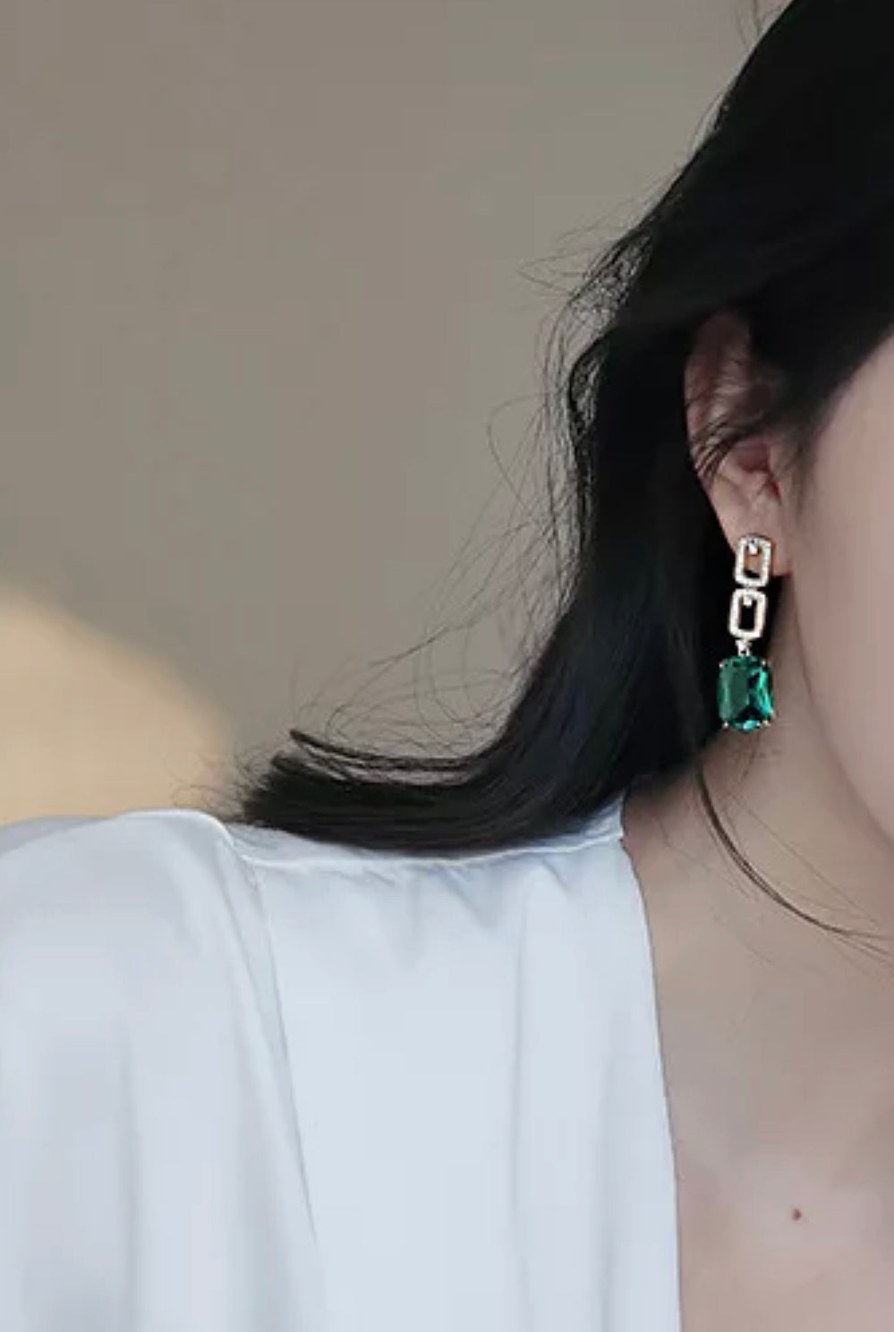 Emerald Zircon drop earrings