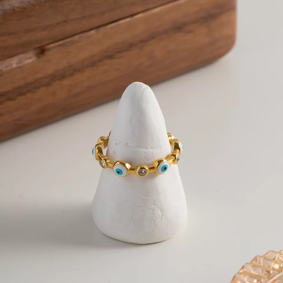 Tiny Evil Eye Ring (Adjustable size)