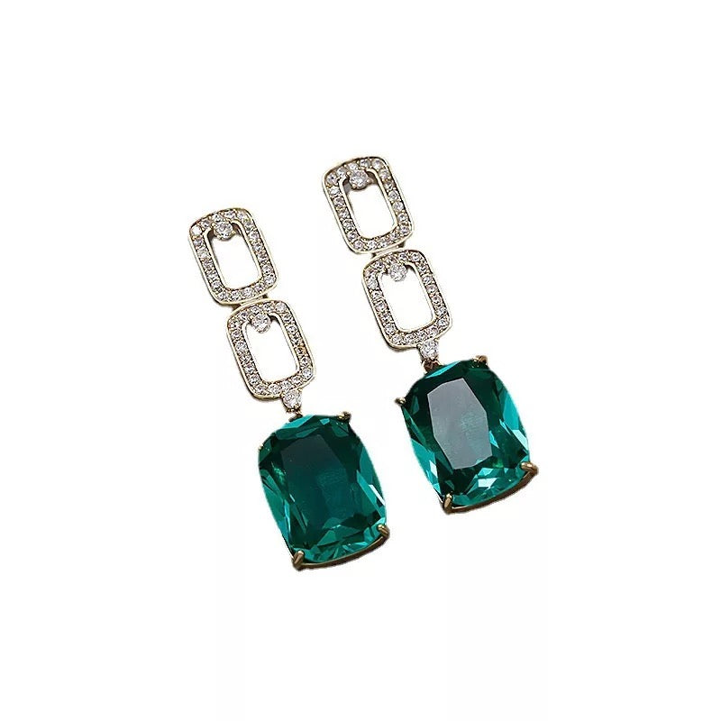 Emerald Zircon drop earrings